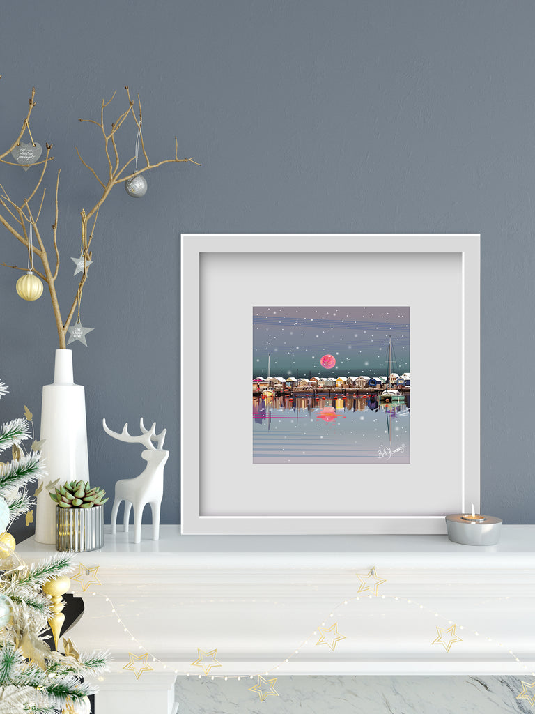 Snowy Snow Moon Framed Print (Limited Edition)