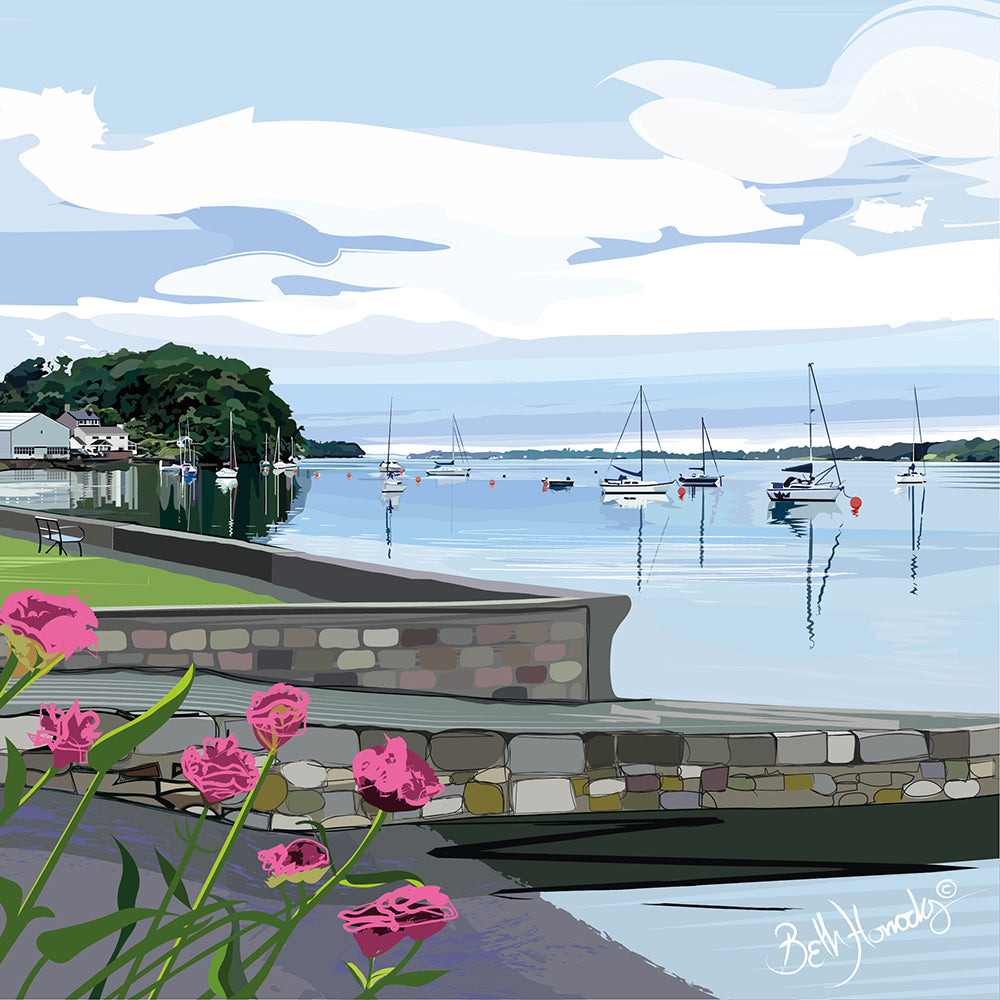 Cychod ar Angor, Ger Garddfon Canvas Print (Limited Edition)