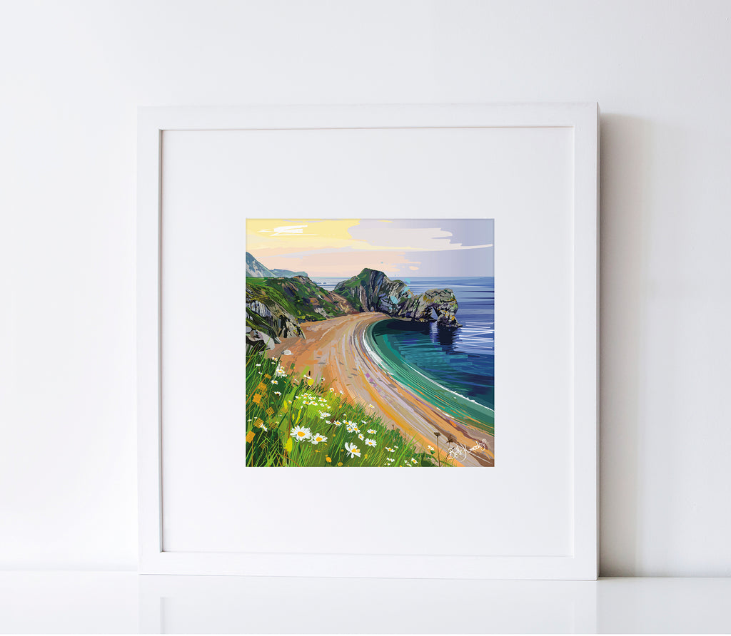 Daisies At Durdle Framed Print (Limited Edition)