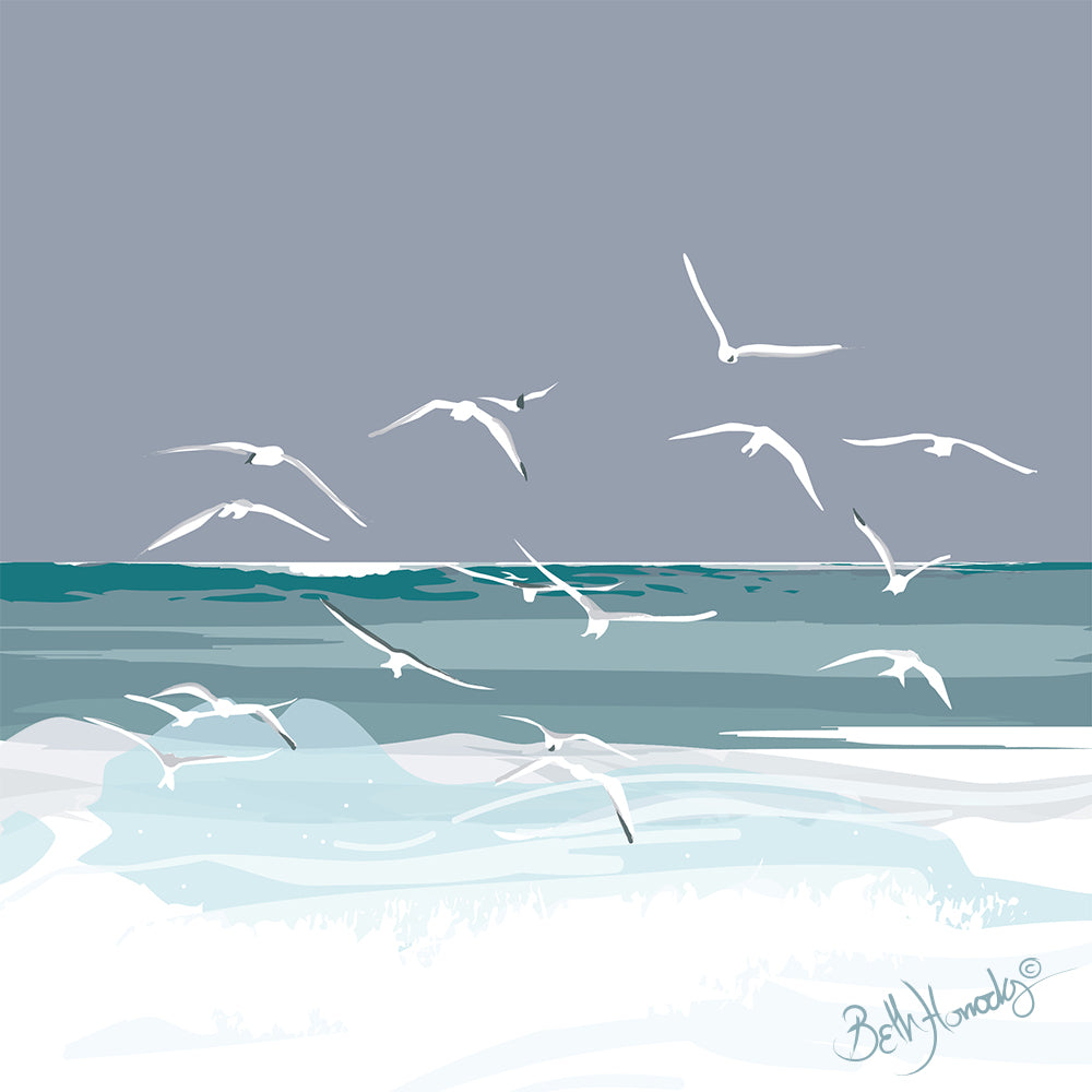 Gulls in Grey Skies Canvas Print (Limited Edition)